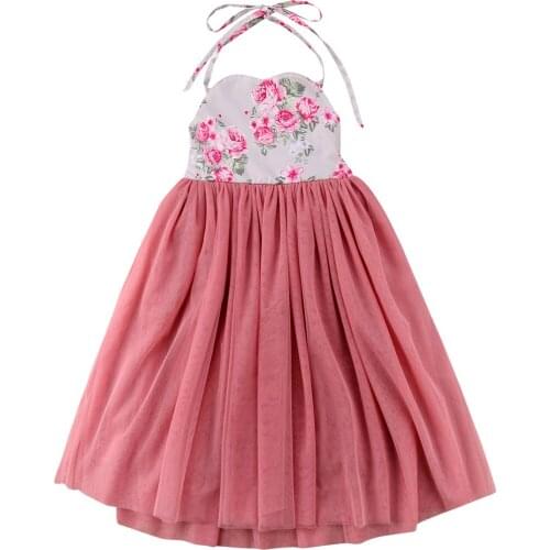 Princess Toddler Baby Kids Girls Tulle Tutu Floral Sleeveless Dress Party Dresses Sundress Size 2-7T