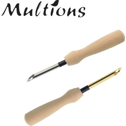 Durable Embroidery Pen Wooden Handle Punch Needle Yarn Felting Threader Needles for Stitching Applique DIY Sewing Tools