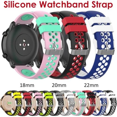 18mm 20mm 22mm Smartwatch Straps Silicone Quick Release Soft Rubber Replacement Watch Bands for Men and Women Dual Colors