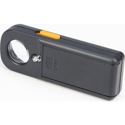 LED Lighting 20X Handheld Magnifying Glass Acrylic Lens Loupe Pop-up Pocket Magnifier for Reading Diamond Stamps Detecting