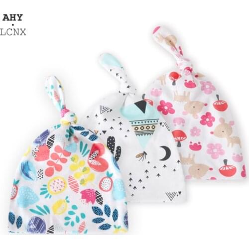 Spring Autumn Newborn Baby Hat Knot Lovely Toddler Cotton Beanies Infant Children Boys Girls Cute Hats Bonnet Babies Sleep Cap