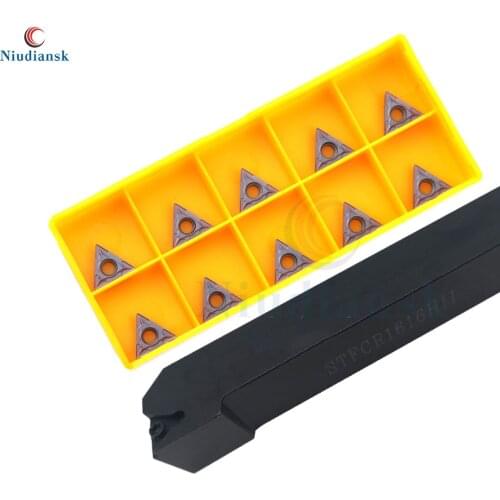 1pc STFCR1212H11 External Turning Tool Holder STFCR1616H11 Arbor STFCL CNC Lathe Tools +10pcs TCMT1102 Carbide Inserts Lathe Set