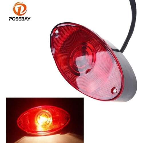 POSSBAY Motorcycle Taillight Brake Rear Lights Auxiliary Cafe Racer Lamp For Harley Davidsion Honda Yamaha Motorbike Stop Light