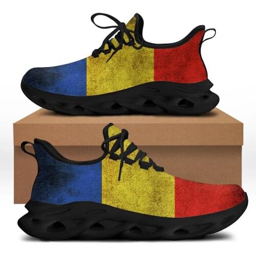 FORUDESIGNS Women Casual Shoes Flag Of Romania Pattern Fashion Spring Ladies Breathable Shoes Flag Of Romania Pattern Sneakers
