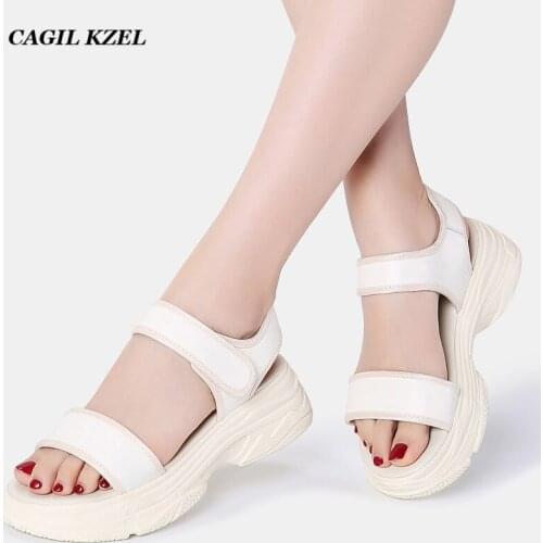 CAGILKZEL 2019 Summer Women Sandals Flat High Platform Sandals Woman Wedge Beach Flip Flops Ladies sandals zapatillas mujer