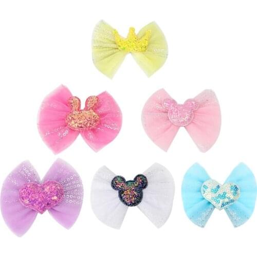 6 Pcs/set ,2.5 inch Kids Bow knot Hair Bows For Girls cute Glitter Lace Star Hair Clips Hairpins Hair Barrettes Hair Accessories
