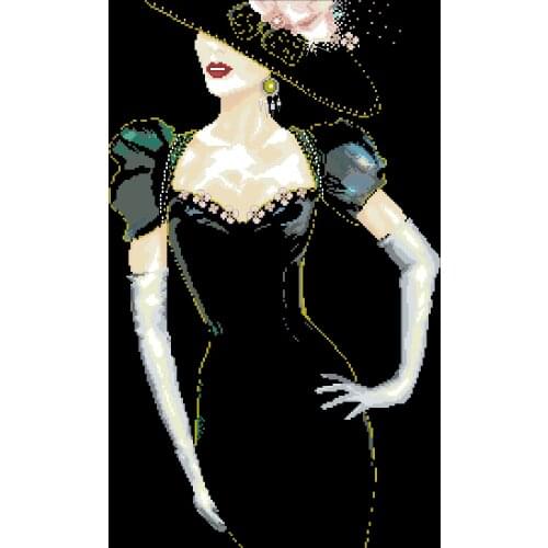 Lady in Black cross stitch package sexy women aida 18ct 14ct 11ct black cloth people kit embroidery DIY handmade needlework