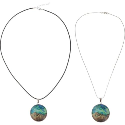 Night Star Female Gem Pendant Necklace Northern Lights Pendant Glass Necklace Gifts for Girls Women Wife Amulet Party Daily Use