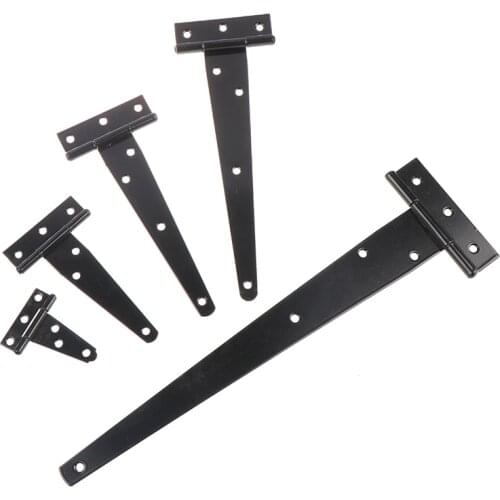 1Pcs Iron Tee Hinge Black T Hinges Cabinet Hinge Garden Shed 2-12inch Wooden Door Gate For Light Gates Doors Furniture Hardware