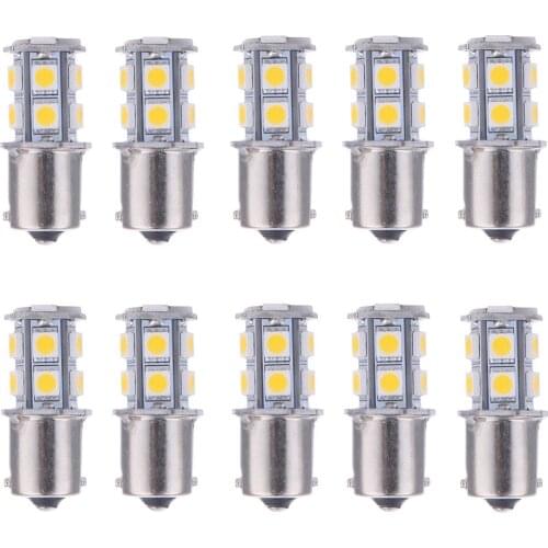 10PCS Warm White 1156 BA15S P21W RV Camper Trailer 13 SMD 1141 1003 Interior Fog Light Turn Signal Bulbs 12V 24V Indicator LED