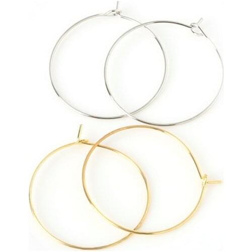 100pcs 30mm Silver/Gold Plated Wire Charm Rings Circle Loop Earring Hoops Clasps Base For Jewelry Findings Brincos Accessories
