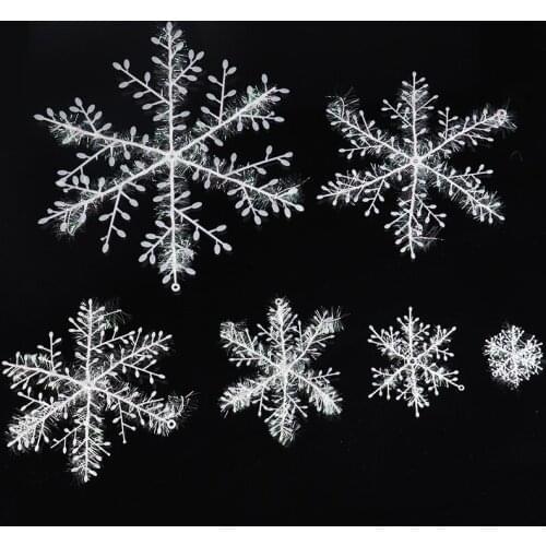 12pcs/lot Christmas Artifical Snowflakes String Christmas Tree Hanging Ornaments Pendant Christmas New Year Party Decor Props