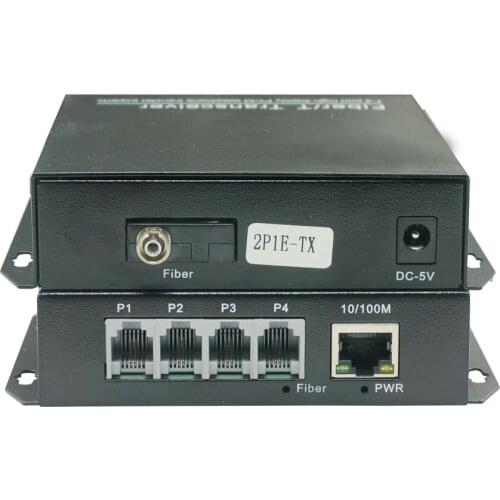 2 channels Telephone and 1 channel Ethernet Optical Fiber transceiver for PBX / Network