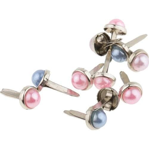 200 Pieces 6mm/0.24inch Metal Brads, Assorted Color Pearl Head Split Pins for Paper Fastening File Cards Fixation Crafting