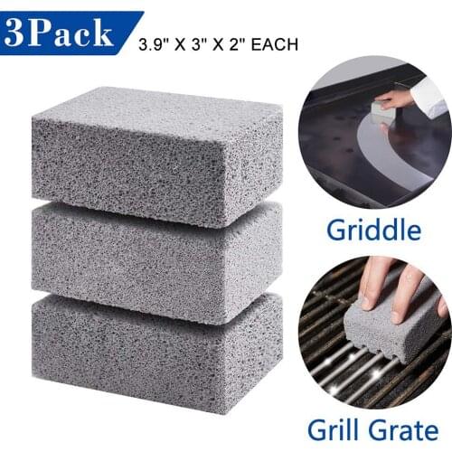 3pc BBQ Grill Cleaning Brick Block Grey Kitchen Gadgets Barbecue Cleaning Stone BBQ Racks Stains Grease Cleaner