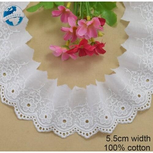 5.5cm wide white 100% cotton embroidery lace french lace ribbon fabric guipure diy trims warp knitting sewing Accessories#4116