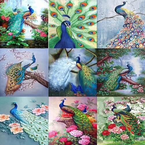 5D DIY Full Round Drill Diamond Painting Peacock Craft Animal Series Decoration Gift Hanging Painting Diamond Painting 30x40cm