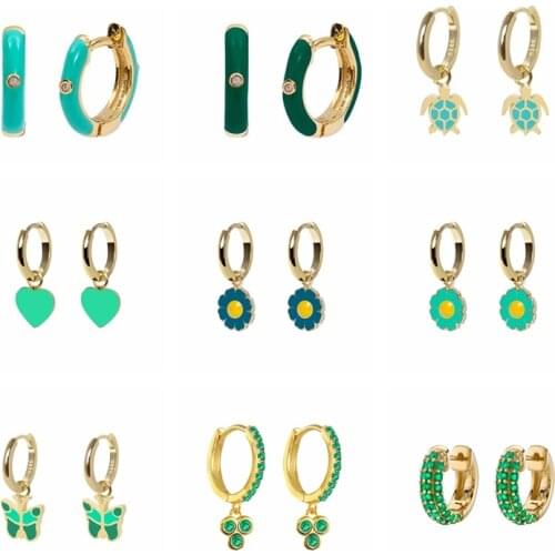 Aide 2021 Trend 925 Sterling Silver Stud Earrings For Women Flower Pendiente Ohrringe Green Zircon Earing Luxury Jewelry Gifts