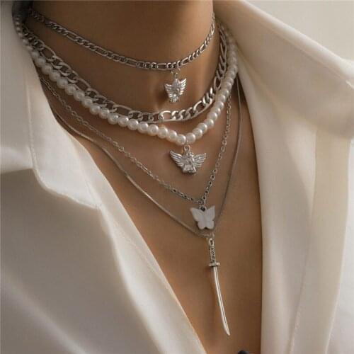 Butterfly Pendant Chain Multi-layer Necklace For Women Party Jewelry Fashion