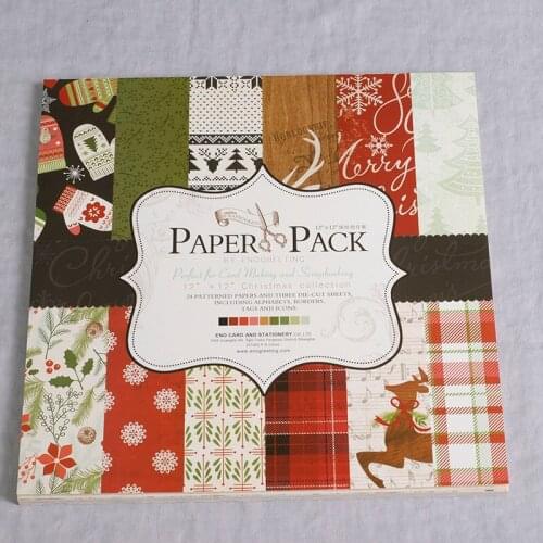 ENO Greeting 12Inch 24sheets Christmas Vintage Paper Pack For Scrapbooking And Cardmaking Creative Metallic Scrapbook Paper