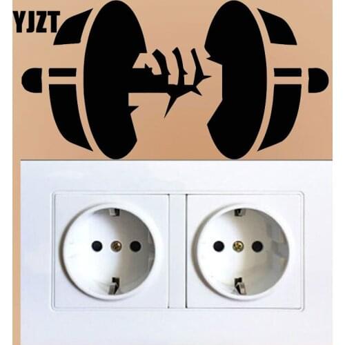 YJZT Dumbbell Gym Fitness Club Bodybuilding Bedroom Vinyl Wall Sticker Switch Decal Decor 8SS-2519