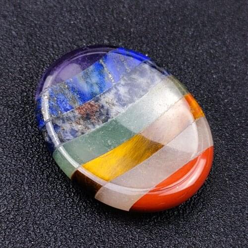35x45mm Chakela Seven Chakras Thumb Stone Scraping Board Oval Egg Shape Forget Worry Stone Meridian Massage Face Scraping Board