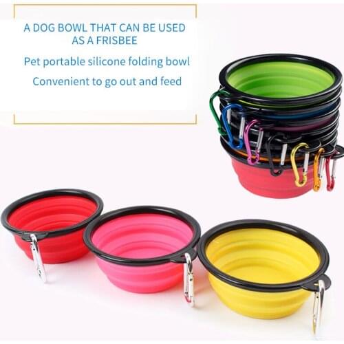 350ml Dog Pet Feeder Water Bowl Folding Silicone Collapsible Outdoor Travel Portable Puppy Food Container Feeder Dish Dogs Cats