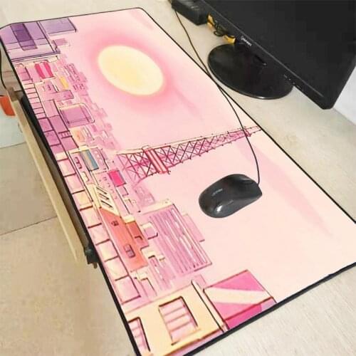 Anime Pink Landscape Mouse Pad Large Gaming Speed Kawaii XXL MousePad Keyboard Locking Edge Computer Custom Desk Pad
