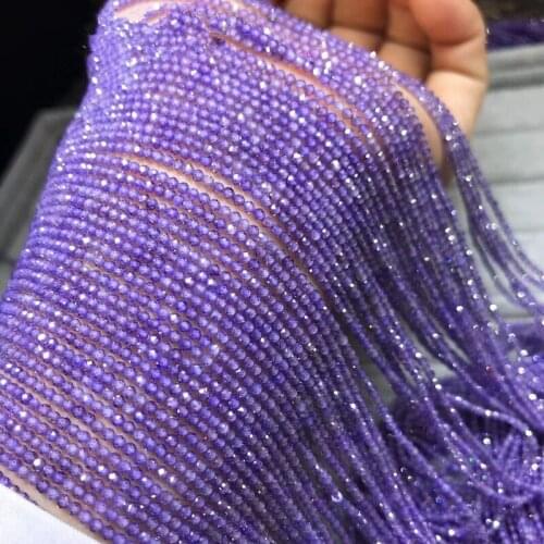 Purple zircon round faceted 2/3/4mm 15" for DIY jewelry making loose beads FPPJ wholesale beads nature gem stone coral