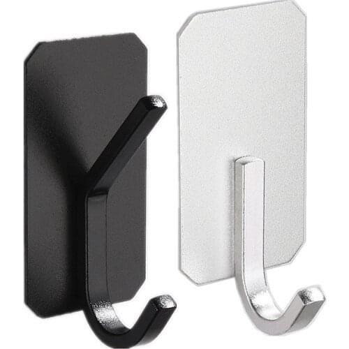 Hooks Pasteable Door Wall Clothes Towel Hook Aluminium Metal Bathroom Bracket Kitchen Bathroom Accessories