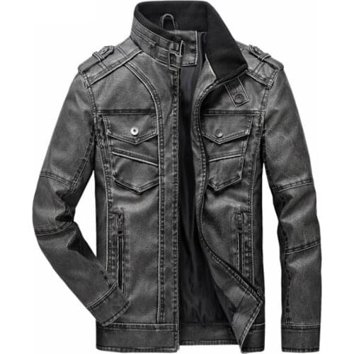 New Brand Spring Men Leather Jackets Coats Stand Collar Motorcycle Leather Jacket Men Autumn Vintage Biker PU Coat