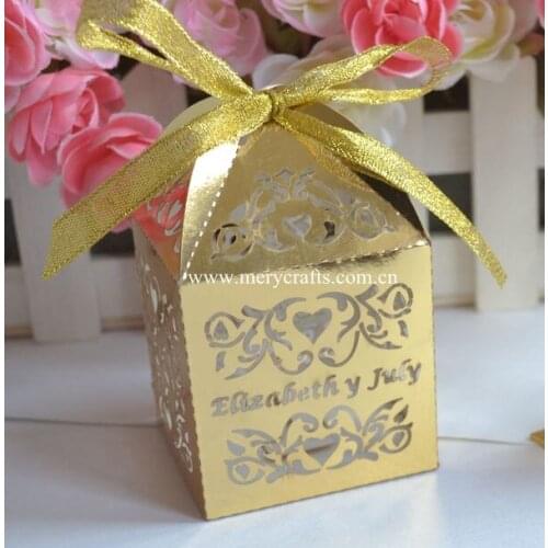 Laser carving customized names indian wedding favor sweet boxes