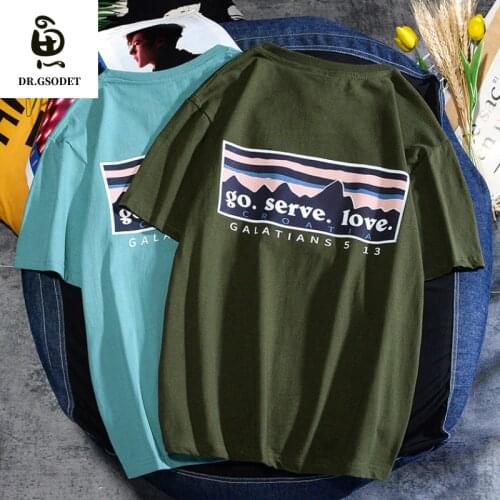 GSODET Summer Mens T-Shirt Couple Cotton Ins Korean Hip-Hop Simple Short-Sleeved Loose Student All-Match Large Size Tops