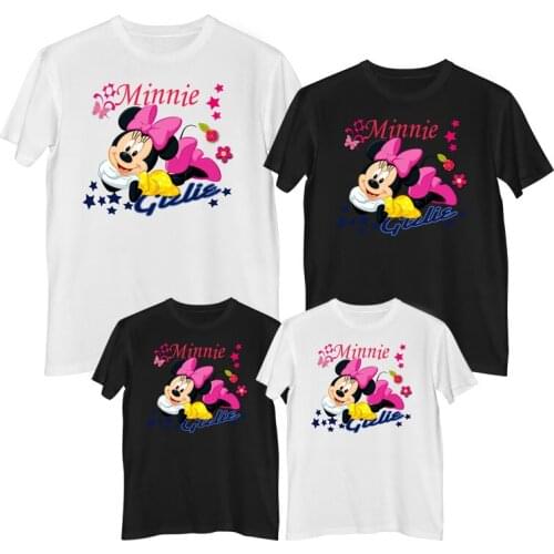 Disney Minnie Mouse T shirt Summer Comfortable 100% cotton Fashion tshirt women 2021 Children clothes girl mom daughter sets