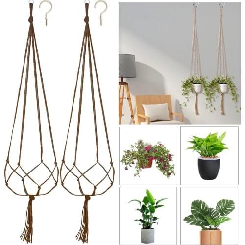 2pcs Hot Sales Creative Handmade Macrame Plant Hanger Flower /pot Hanger For Wall Decoration Countyard Garden Hanging Basket