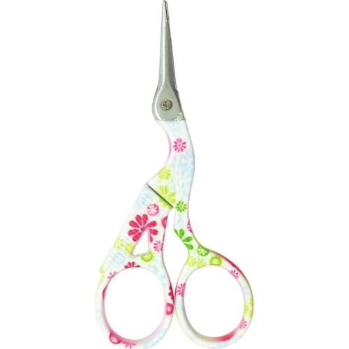 Mini Printed Vintage Crane Shape Stainless Steel Scissors Embroidery Shears Sewing Tool