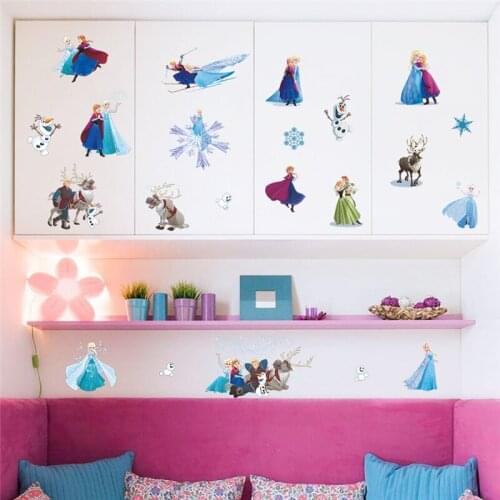 Cartoon Frozen Princess 30*60cm Wall Stickers For Kids Rooms Home Decor Disney Diy Elsa Olaf Wall Decals Pvc Wallpaper