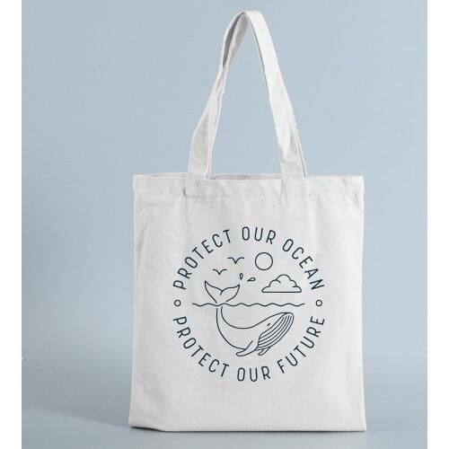 Shoulder Bag Rotect Our Ocean Protect Our Future Printing Shopping Bags Students' Book Bag Women Canvas Handbags Tote for Girls