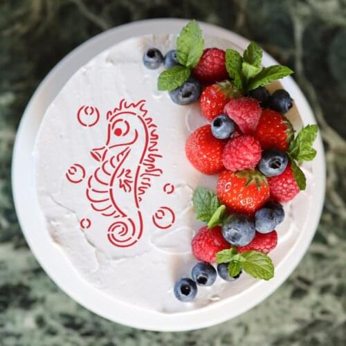 New Spray Flower Template Cake Spray Flower Mold Coffee Pull Flower Mold Icing Sugar Sieve Tool Marine life