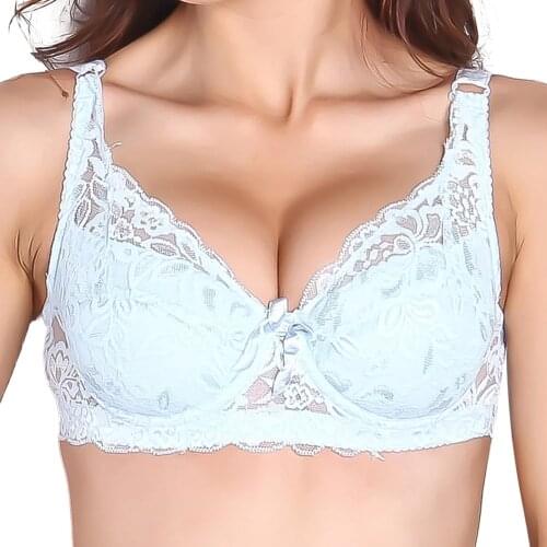 Sexy Gather Push Up Bra Underwire 5/8Cup Lace Brassiere Underwear 32/34/36/38/40 Lady lace intimates Sexy lingerie Undrwear