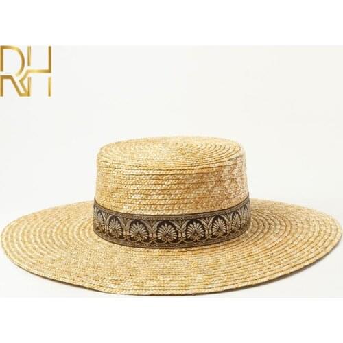 2020 New Fashion Vintage Ribbon Women Straw Sun Visor Hat Female Summer Flat Hats Vacation Dress up Caps Wholesale RH