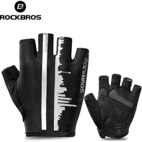 ROCKBROS Summer Cycling Half Finger Gloves Anti-slip Breathable Bicycle Gloves Men Women Anti-sweat Reflective Bike Gloves