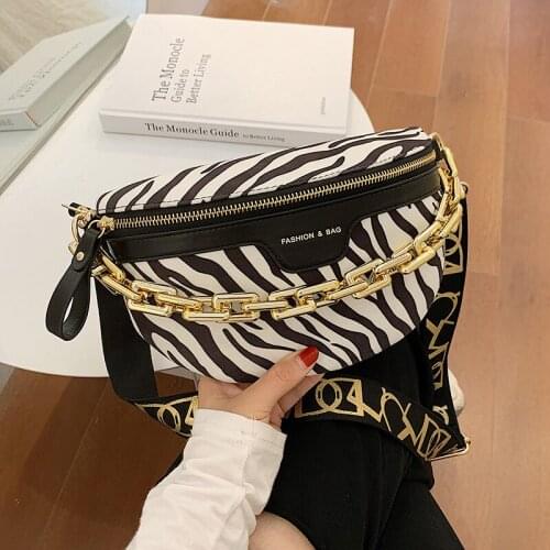 Zebra pattern PU Leather Fanny Packs Women 2020 winter Fashion Waist Packs Female Phone Purses Ladies Chest Bags