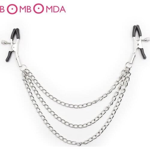 Breast Nipple Clamps With Chain Clips Stimulator Female Flirt Breast Nipple Clips Bondage Bdsm Slave Erotic Sex Shop Sex Toys O3