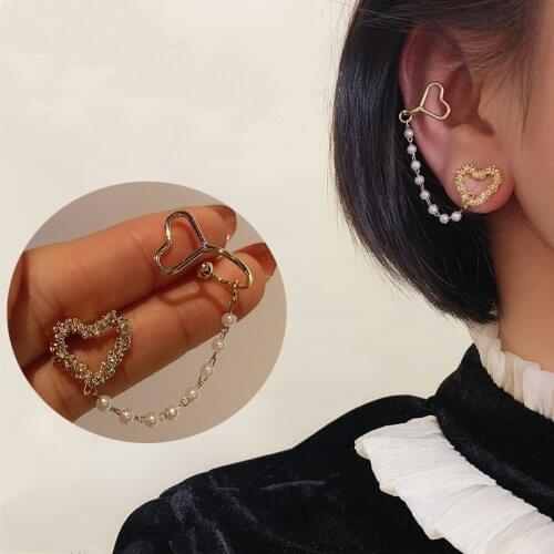 2021 New Fashion Gold Color Heart Drop Clip Earrings for Women Simple Fake Cartilage Ear Cuff Jewelry Party Wedding Gifts Trendy