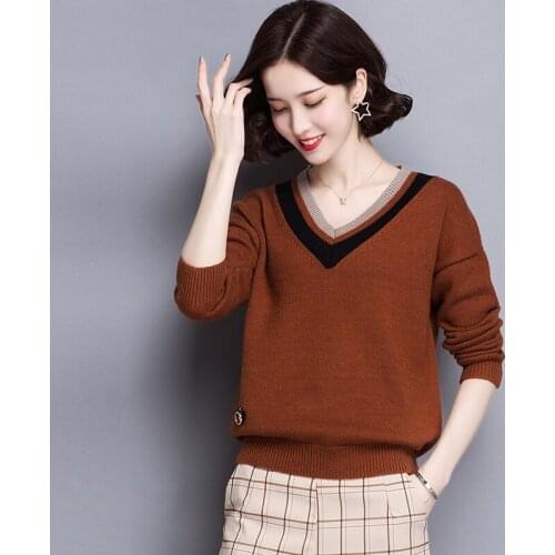 New 2018 winter autumn womens batwing sleeve sweater pullover elegant striped v-neck ladies cashmere sweater long sleeve