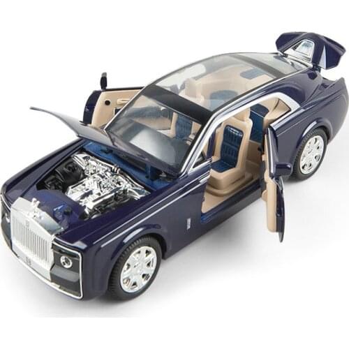 1:24 Rolls Royce Phantom Car Model Alloy Diecast Toy Vehicles Sound Light Pull Back For Kids Car Gift Collection Toys CT0049