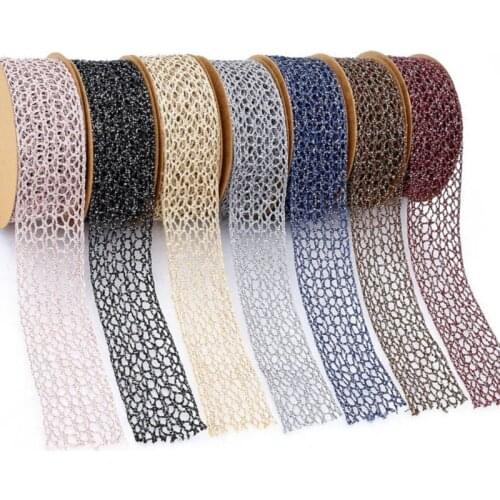 1 '25mm 5 yards /10 yards Hollow Ribbon High Quality DIY Handmade Material Fashion Hair Accessories Bow Material Silver Wire