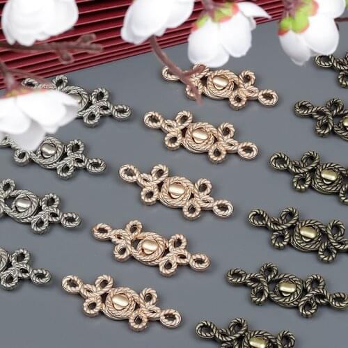 1Pair Metal Snap Buttons for Clothing Vintage Flower Cheongsam Buttons Knot Fastener Cape Clasp Shawl Cardigan Clip Sewing Craft