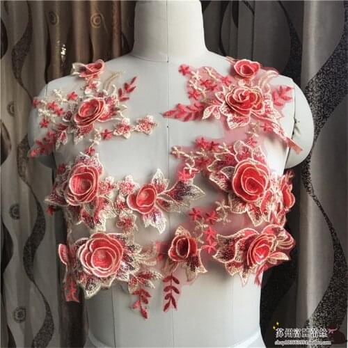 1Pc 38X42cm 4Colors Delicate 3D Wedding Veil Head Ornaments Lace Applique Lace Trim Dress DIY Lace Accessories BD0368